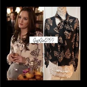 SOLD Milly black bow tie neck top 4 ASO Blair Waldorf Gossip Girl